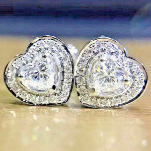 "Bling Heart CZ Sweet Lovely Heart Stud Earrings for Women, GPMB1394